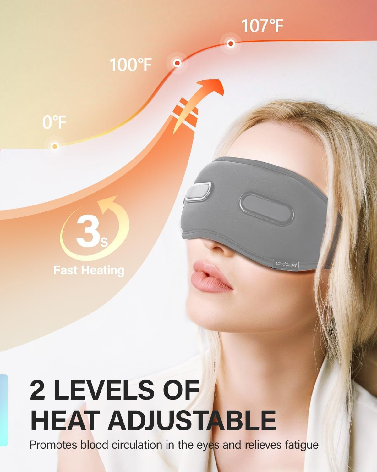 Eye Massager with Heat Migraine Relief Heated Eye Mask Vibration Compression Music Massager Improve Sleep Gifts for Women Men (Grey)