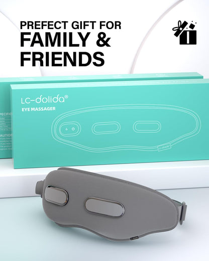 Eye Massager with Heat Migraine Relief Heated Eye Mask Vibration Compression Music Massager Improve Sleep Gifts for Women Men (Grey)