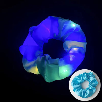 10PCS Glowing LED Hair Scrunchies Satin Elastic Ponytail Holders for Girls Night Party Festivals Stage Performance Hair Styling