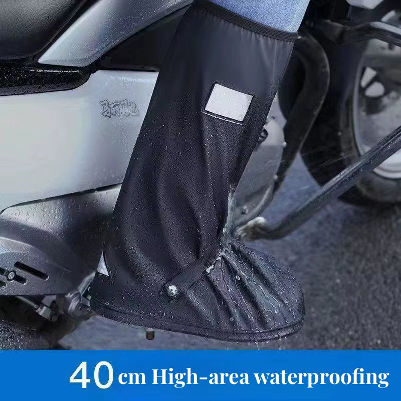 Rain Boot Shoe Cover Black Waterproof with Reflector High Top Clear Shoes Dust Covers for Motorcycle Bike Rain Cover Men Women